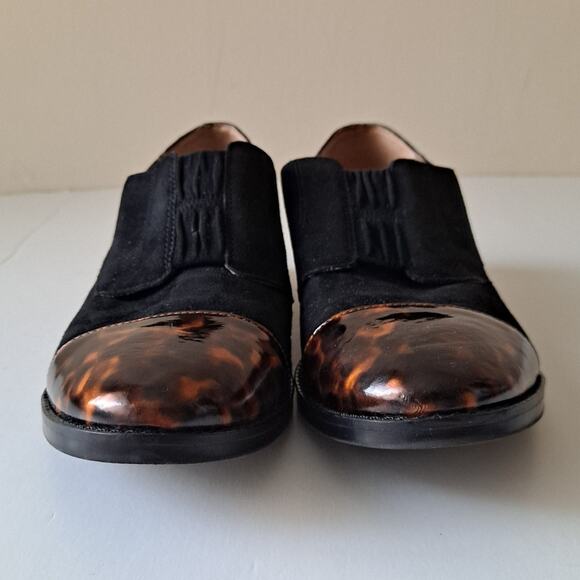 Vionic Jayla Black Suede Tortoise Shell Cap Toe Derby Flats Loafers Women Size 8 - Picture 9 of 10